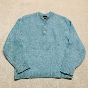 Vintage 1960s Jockey 100% Mohair Cardigan‎ Button Sweater Size M Light Blue